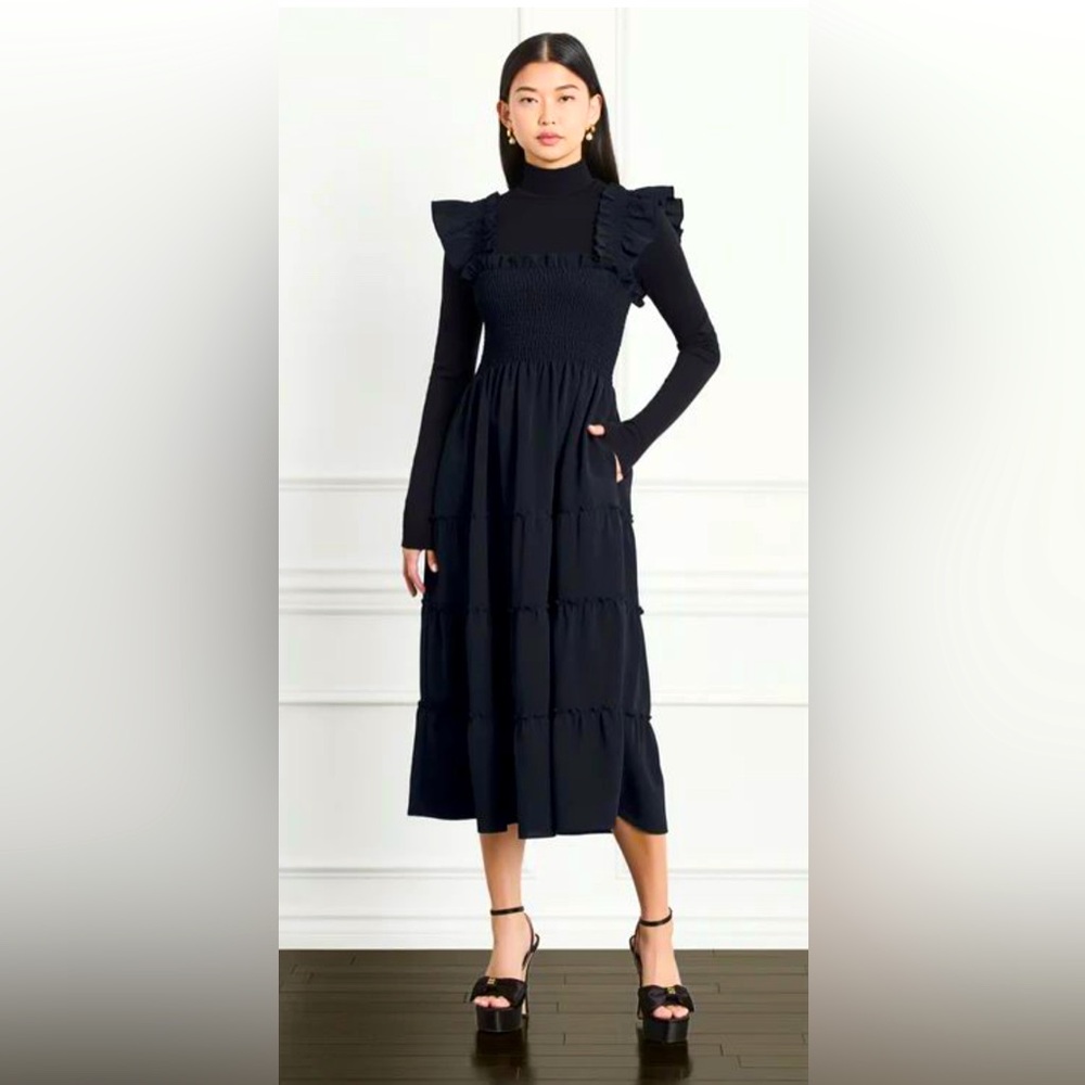 Hill House Black Crepe Ellie Dress NWT.
